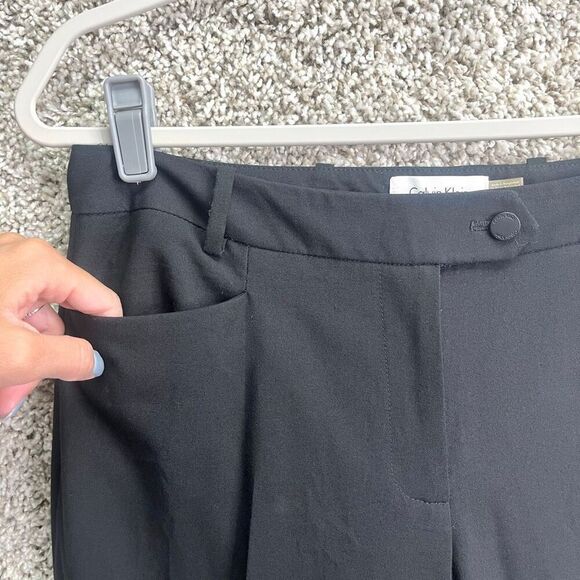 Calvin Klein Dress Pants Women’s 4 Black Crosshatched Modern-Fit Straight Leg - Picture 2 of 7